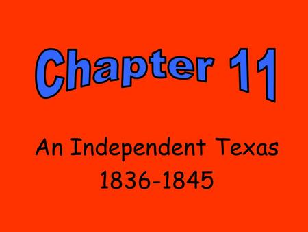 An Independent Texas 1836-1845 Organize information in chapter 11 by creating a Venn diagram about Houston, Lamar, and Jones. Houston Lamar Jones Add.