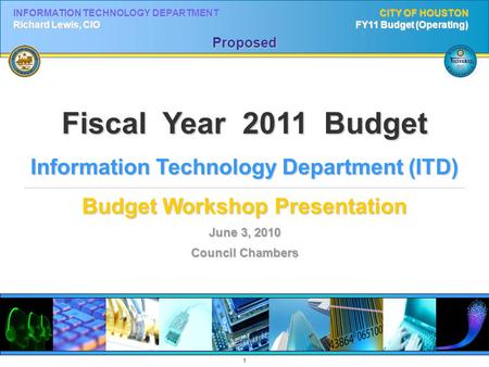 Information Technology Department (ITD) Budget Workshop Presentation
