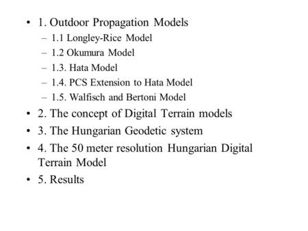 1. Outdoor Propagation Models