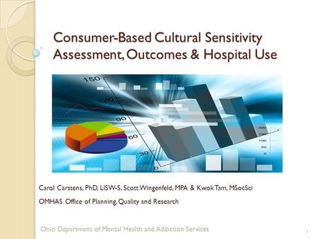 Consumer-Based Cultural Sensitivity Assessment, Outcomes & Hospital Use Carol Carstens, PhD, LISW-S, Scott Wingenfeld, MPA & Kwok Tam, MSocSci OMHAS Office.