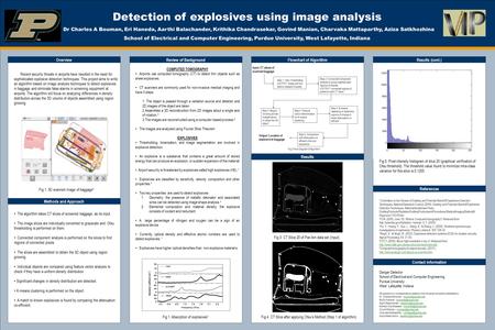 TEMPLATE DESIGN © 2008 www.PosterPresentations.com Detection of explosives using image analysis Dr Charles A Bouman, Eri Haneda, Aarthi Balachander, Krithika.