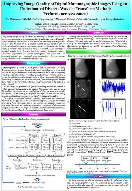 Methods Methods ConclusionConclusion Improving Image Quality of Digital Mammographic Images Using an Undecimated Discrete Wavelet Transform Method: Performance.