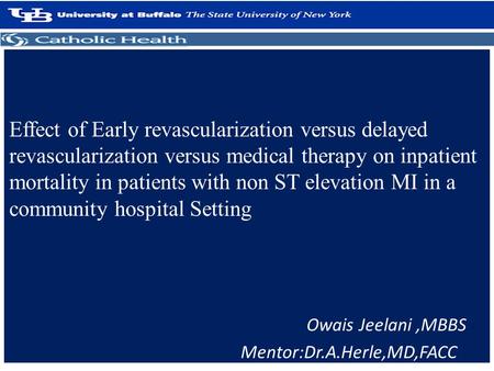 Effect of Early revascularization versus delayed revascularization versus medical therapy on inpatient mortality in patients with non ST elevation MI in.