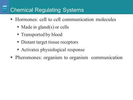 Chemical Regulating Systems