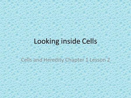 Cells and Heredity Chapter 1 Lesson 2