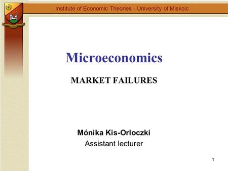 Microeconomics MARKET FAILURES