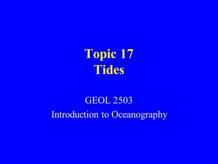 GEOL 2503 Introduction to Oceanography