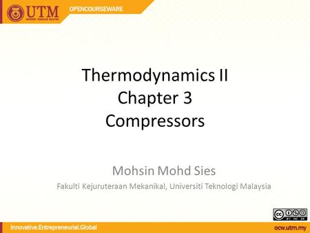 Thermodynamics II Chapter 3 Compressors