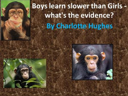 Boys learn slower than Girls - what's the evidence? By Charlotte Hughes.