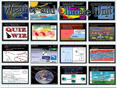 Areas of Focus within The Weather and Climate Unit: What is weather?, Climate, Importance of the.