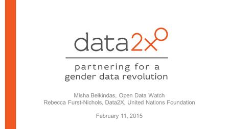 Misha Belkindas, Open Data Watch Rebecca Furst-Nichols, Data2X, United Nations Foundation February 11, 2015.