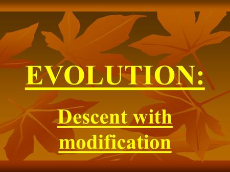 EVOLUTION: Descent with modification.