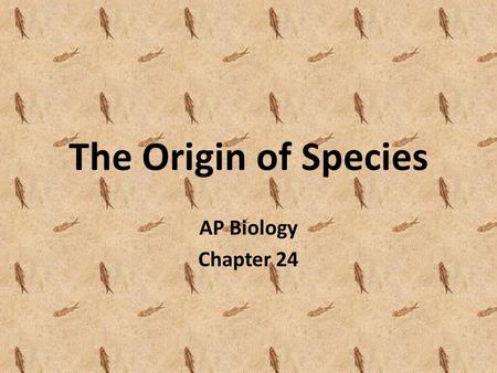 The Origin of Species AP Biology Chapter 24.