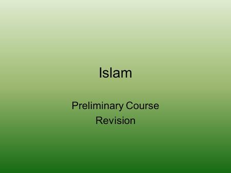 Preliminary Course Revision