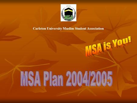 Carleton University Muslim Student Association. Presentation Outline Example of activities that MSA can organize. Example of activities that MSA can organize.