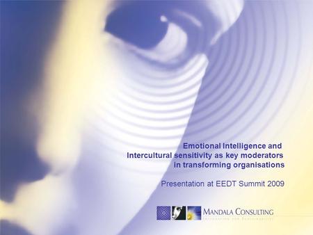 Emotional Intelligence and Intercultural sensitivity as key moderators in transforming organisations Presentation at EEDT Summit 2009.