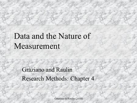 Data and the Nature of Measurement