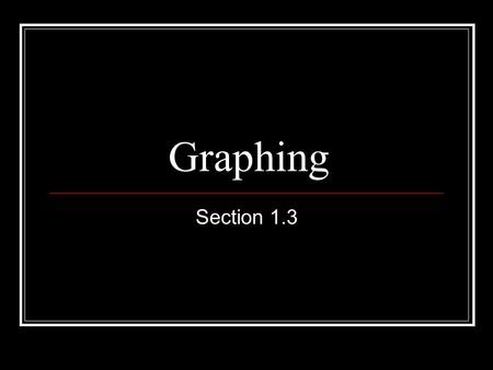 Graphing Section 1.3. Why use graphs? Graph- used to make data easier to read and understand- shows patterns and trends.