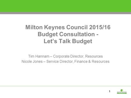 Milton Keynes Council 2015/16 Budget Consultation - Let’s Talk Budget