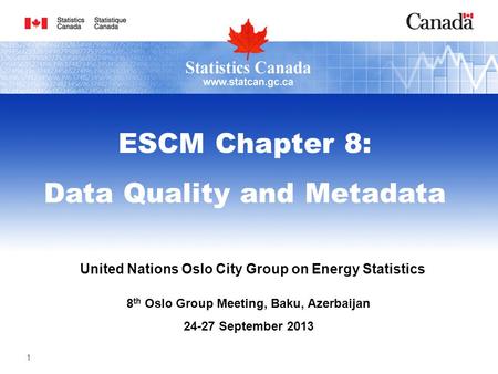 United Nations Oslo City Group on Energy Statistics 8 th Oslo Group Meeting, Baku, Azerbaijan 24-27 September 2013 ESCM Chapter 8: Data Quality and Metadata.