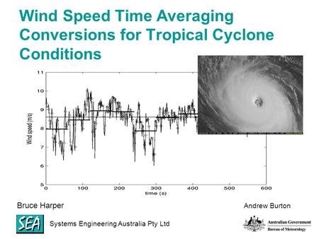 Bruce Harper Andrew Burton Wind Speed Time Averaging Conversions for Tropical Cyclone Conditions Systems Engineering Australia Pty Ltd.