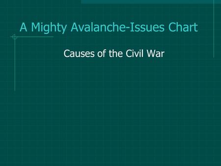 A Mighty Avalanche-Issues Chart Causes of the Civil War.