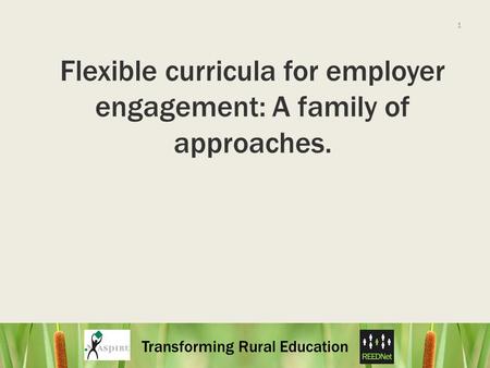 Transforming Rural Education 1 Flexible curricula for employer engagement: A family of approaches.