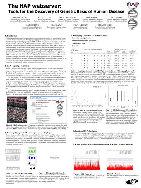 The HAP webserver: Tools for the Discovery of Genetic Basis of Human Disease HYUN MIN KANG Computer Science and Engineering University of California, San.