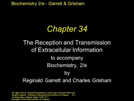Chapter 34 The Reception and Transmission of Extracellular Information