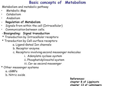 Basic concepts of Metabolism