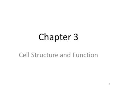 Chapter 3 Cell Structure and Function 1. Basic Structure of the Cell Plasma or cell membrane Cytoplasm containing organelles Nucleus 2.