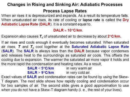 Changes in Rising and Sinking Air: Adiabatic Processes