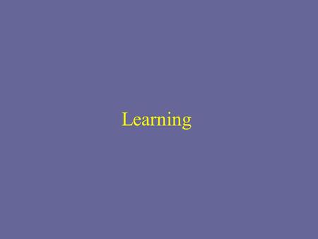 Learning. Adaptation to the Environment Learning—a process that produces a relatively enduring change in behavior or knowledge due to past experience.
