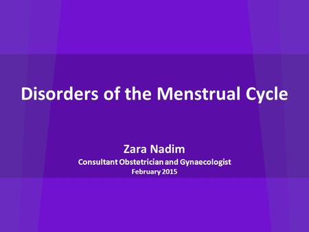 Disorders of the Menstrual Cycle