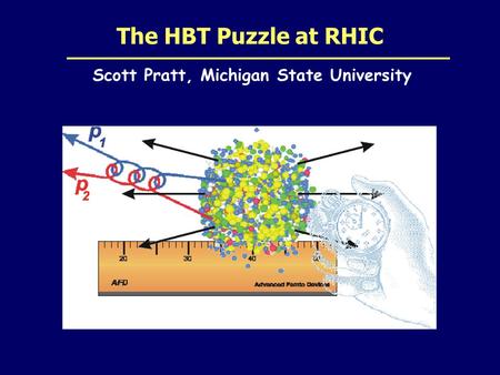 The HBT Puzzle at RHIC Scott Pratt, Michigan State University.