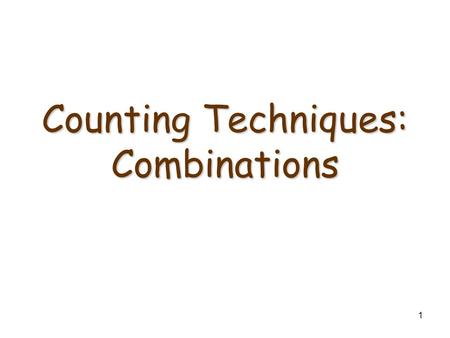 Counting Techniques: Combinations