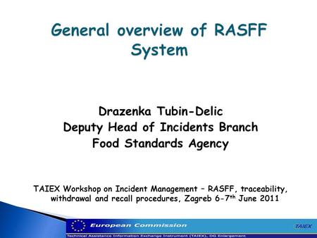 General overview of RASFF System