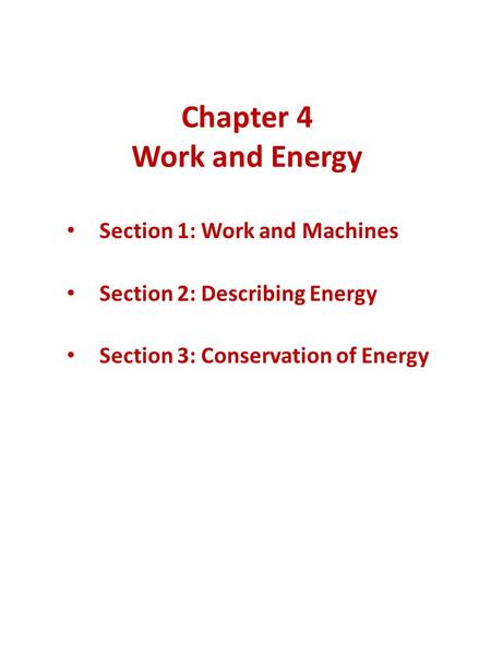 Chapter 4 Work and Energy