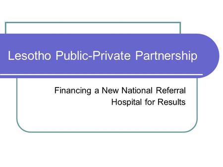 Lesotho Public-Private Partnership