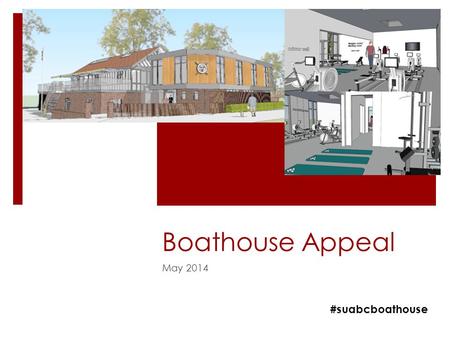 Boathouse Appeal May 2014 #suabcboathouse. Target  Phase 1: Build training suite, refurbish changing rooms and entrance hall, new accessible toilet,