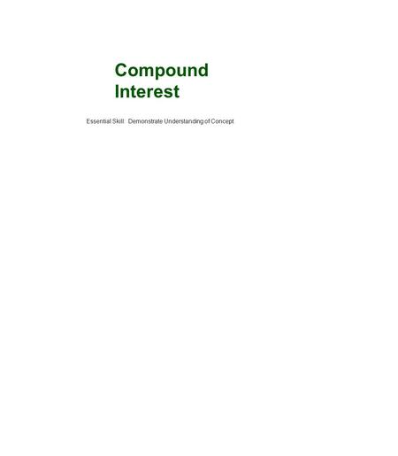 Compound Interest Essential Skill: Demonstrate Understanding of Concept.