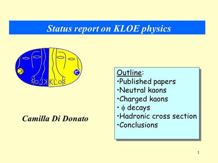 1 Outline: Published papers Neutral kaons Charged kaons  decays Hadronic cross section Conclusions Outline: Published papers Neutral kaons Charged kaons.
