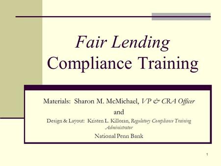 Fair Lending Compliance Training