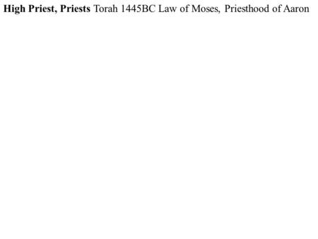 High Priest, Priests Torah 1445BC Law of Moses, Priesthood of Aaron.