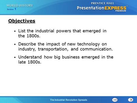 Objectives List the industrial powers that emerged in the 1800s.