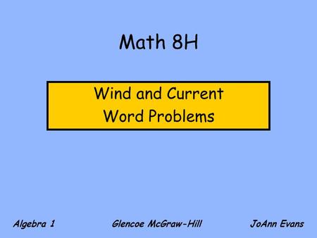 Wind and Current Word Problems
