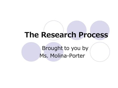 The Research Process Brought to you by Ms. Molina-Porter.
