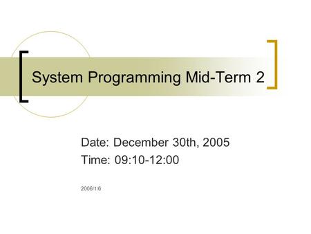System Programming Mid-Term 2