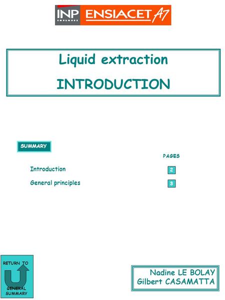 Liquid extraction INTRODUCTION