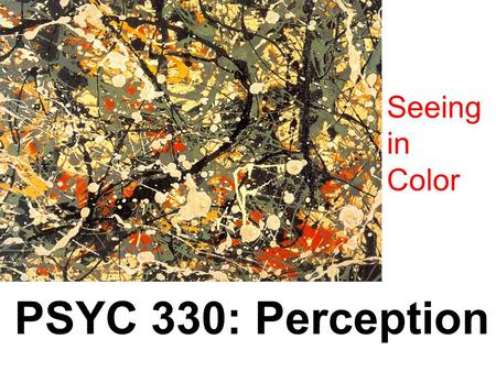 PSYC 330: Perception Seeing in Color PSYC 330: Perception